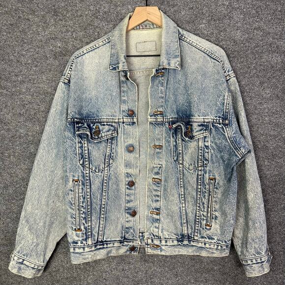Vintage Levi's Denim Trucker Jacket  70507 0219 Acid Wash Sz M USA Made  Red Tab - Picture 1 of 11